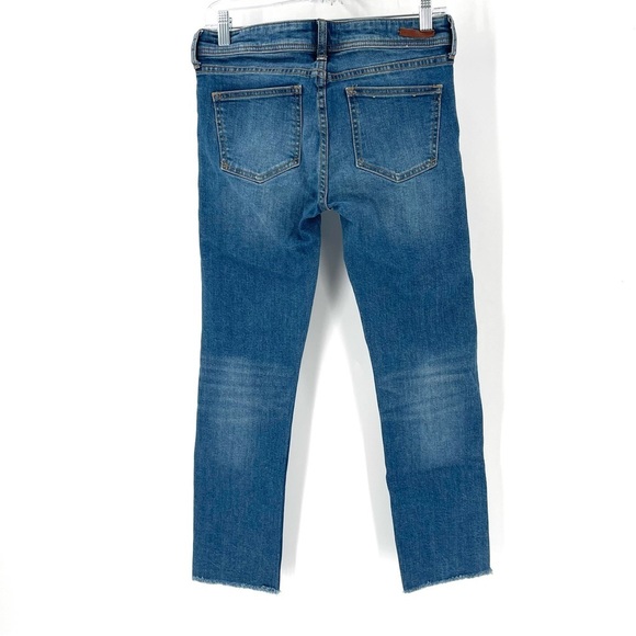 Anthropologie Pilcro Blue Mid-Rise Raw Hem Slim Straight Crop Ankle Jean Pants - Picture 7 of 12